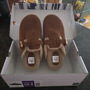 DV Brown Suede Slip-On Clogs